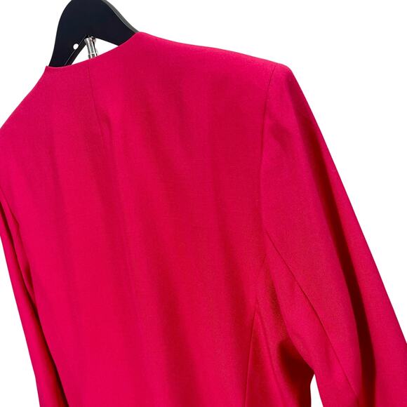 Vintage 90s Kasper Pink Blazer Boxy Woven Embroidered Glam Suit Jacket Size 16 - Picture 10 of 11